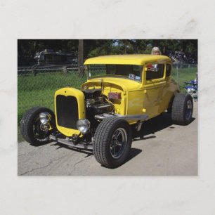Gult Hot rod Vykort