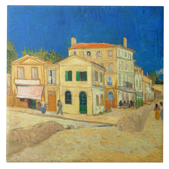 Gult House av Vincent Van Gogh Kakelplatta (Framsidan)