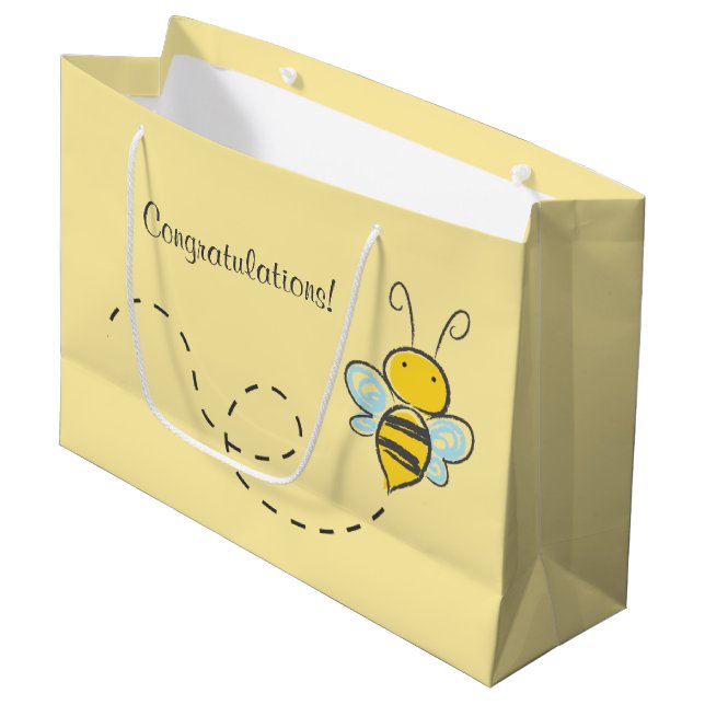 Gult Humla Anpassningsbar Stor Gift Bag (Framsidan Vinklad)