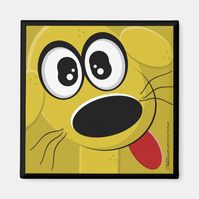 Gult Hund Ansikte Magnet (Framsidan)