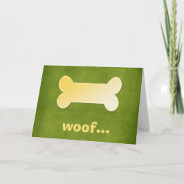 Gult Hund Bone *Woof* Blank Greeting Card Kort