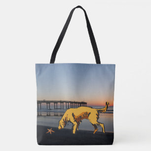 Gult Hund Gift Bag Tote eller återanvändbar Livsme Tygkasse