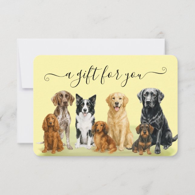 Gult Hund Grooming Pet Boarding Gift Certificate (Framsida)