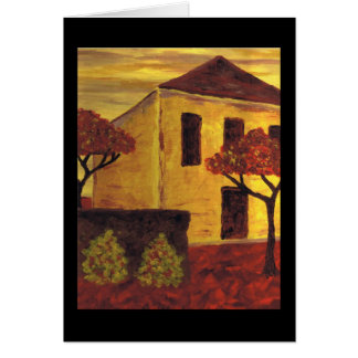 Gult hus hälsningskort