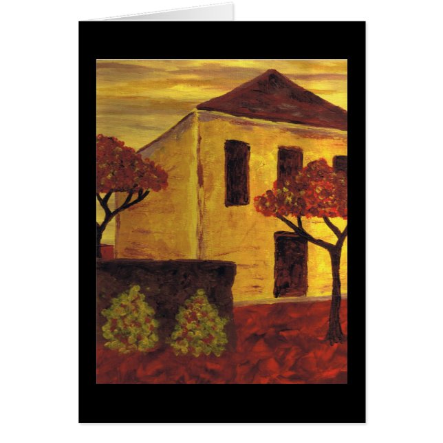 Gult hus hälsningskort (Framsidan)