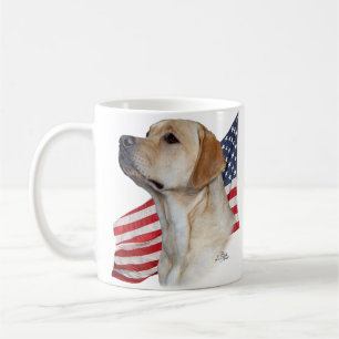 Gult huvud och amerikanska flaggan för Labrador Kaffemugg