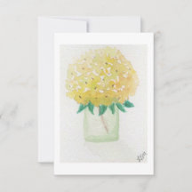 Gult Hydrangea Flower Note-kort