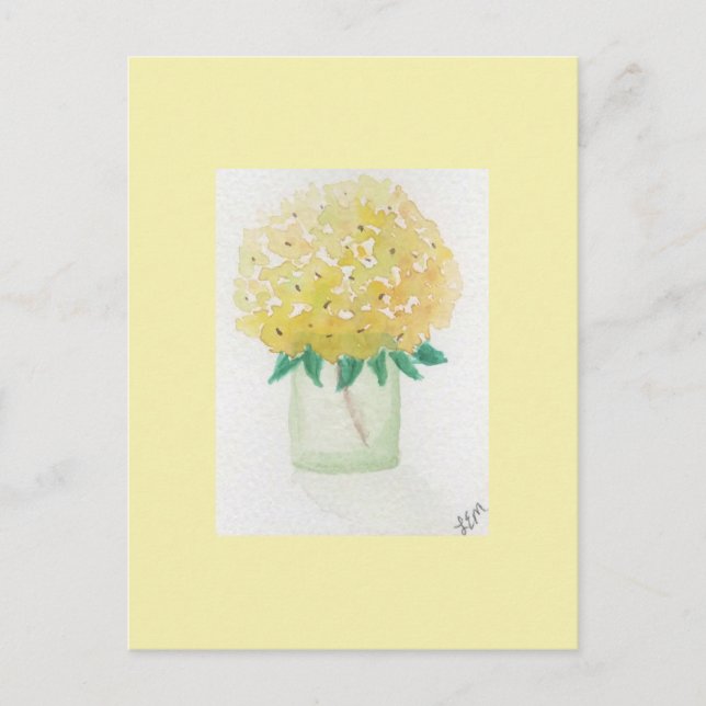 Gult Hydrangea Vykort (Framsida)