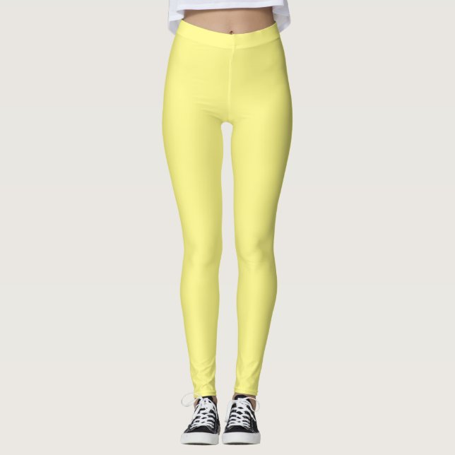 Gult i fast färg-ljusmedium, leggings (Framsida)