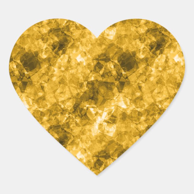 GULT i STRUKTUR Hjärtformat Klistermärke (Framsida)