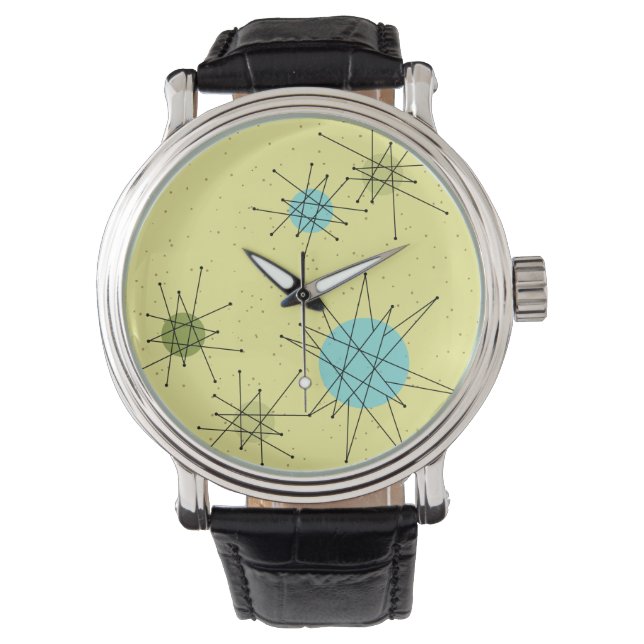 Gult Iconic Atomic Starbursts Mönster Watch Armbandsur (Framsida)