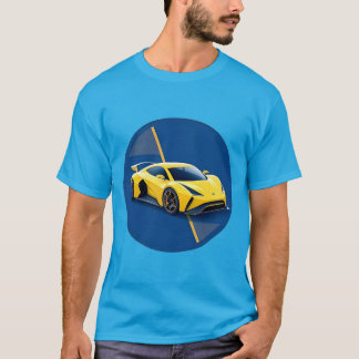 Gult Idrottsbil på blå bakgrund T Shirt