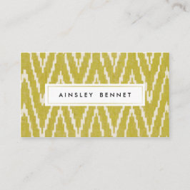 Gult Ikat Chevron Patterned Affärskort Visitkort