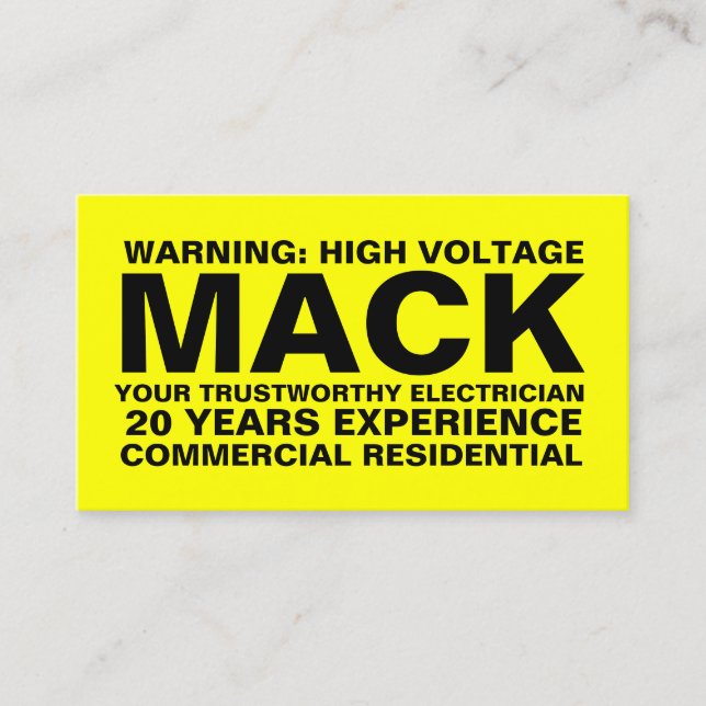 Gult Indestructible kort för 311 elektriker (Framsida)