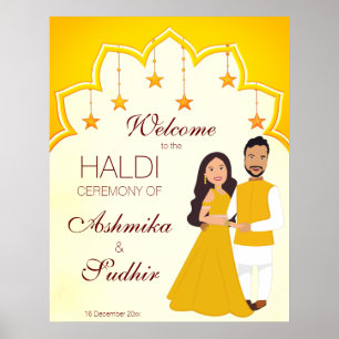 Gult indisk gräns för gemensam hälsningsskylt för poster