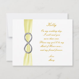 Gult Infinity Bröllop Maid of honor Card Inbjudningar