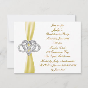 Gult Infinity Heart Bachelorette Party Inbjudan