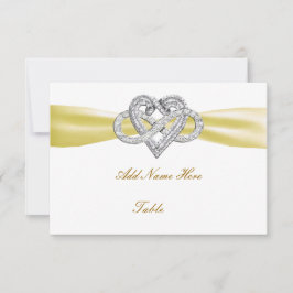 Gult Infinity Heart Bröllop Bord Place Card Inbjudningar
