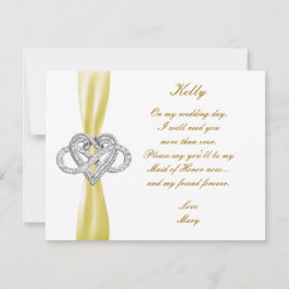 Gult Infinity Heart Maid of honor Card Inbjudningar