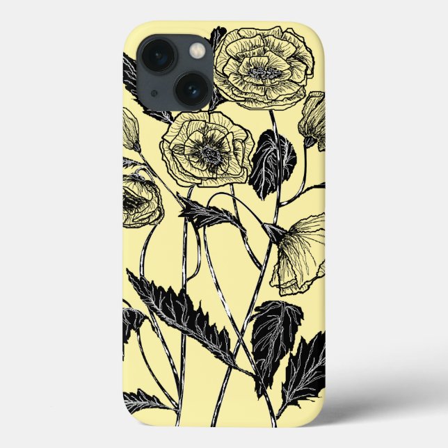 Gult iphone case med blommor - välj Färg (Baksida)