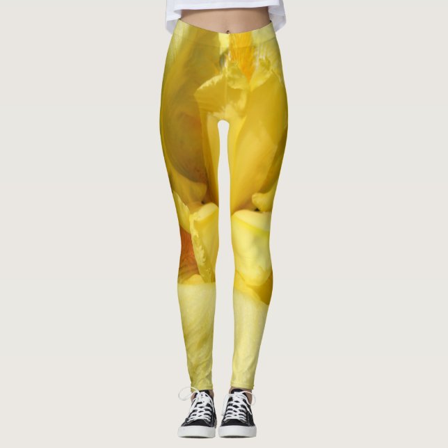Gult Iris Flower Close Up Leggings (Framsida)