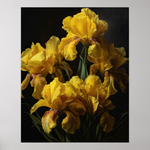 Gult Iris Flowers Art Print Poster