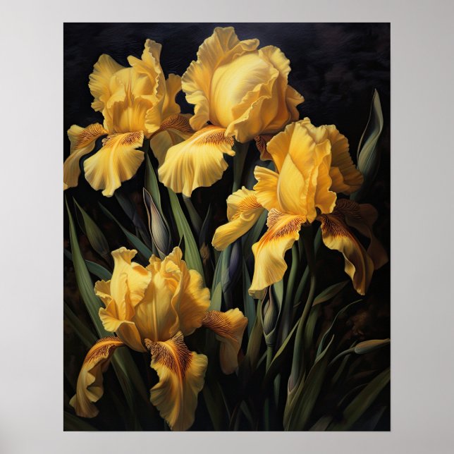 Gult Iris Flowers Art Print Poster (Framsidan)