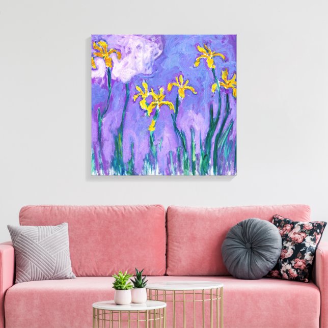 Gult Irises med Rosa Cloud | Claude Monet | Canvastryck (Insitu (Vardagsrum))