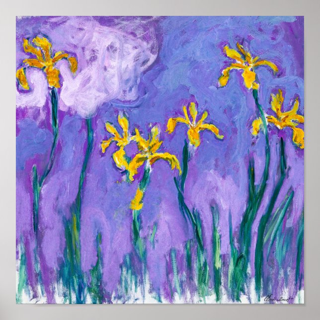 Gult Irises med Rosa Cloud | Claude Monet | Poster (Framsidan)