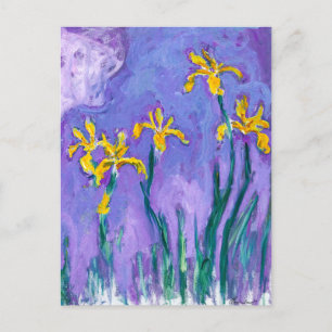Gult Irises med Rosa Cloud Claude Monet Vykort
