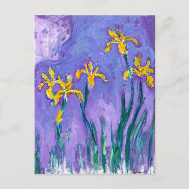 Gult Irises med Rosa Cloud | Claude Monet | Vykort (Framsida)