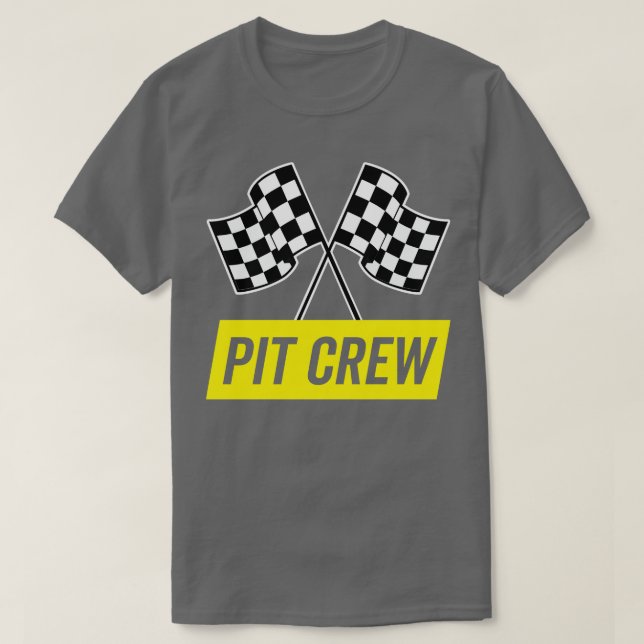 Gult Italic Pit Crew for Tävla Party Costume T Shirt (Design framsida)