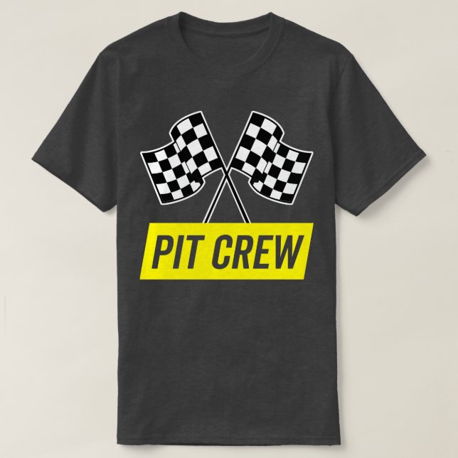 Gult Italic Pit Crew for Tävla Party Costume T Shirt (Design framsida)