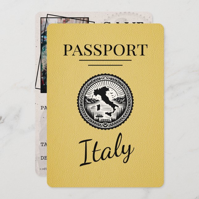 Gult Italien Passport Spara Datumet (Fram/baksida)