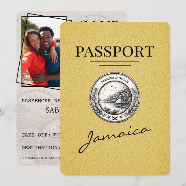 Gult Jamaica Passport Spara datum Datumet (Fram/baksida)