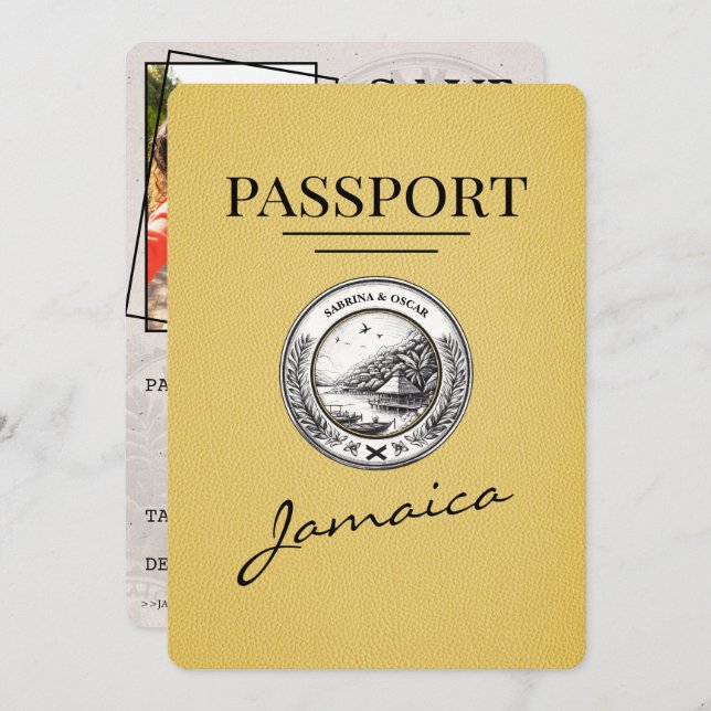 Gult Jamaica Passport Spara datum Spara Datumet (Fram/baksida)