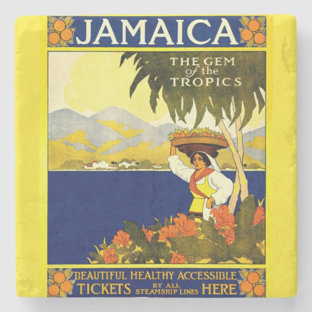 Gult Jamaica Poster Stenunderlägg (Framsidan)