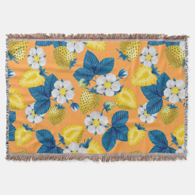 Gult jordgubbar på orange filt (Framsidan)