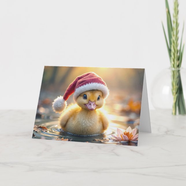 Gult Jul Duckling Helgkort (Framsida)