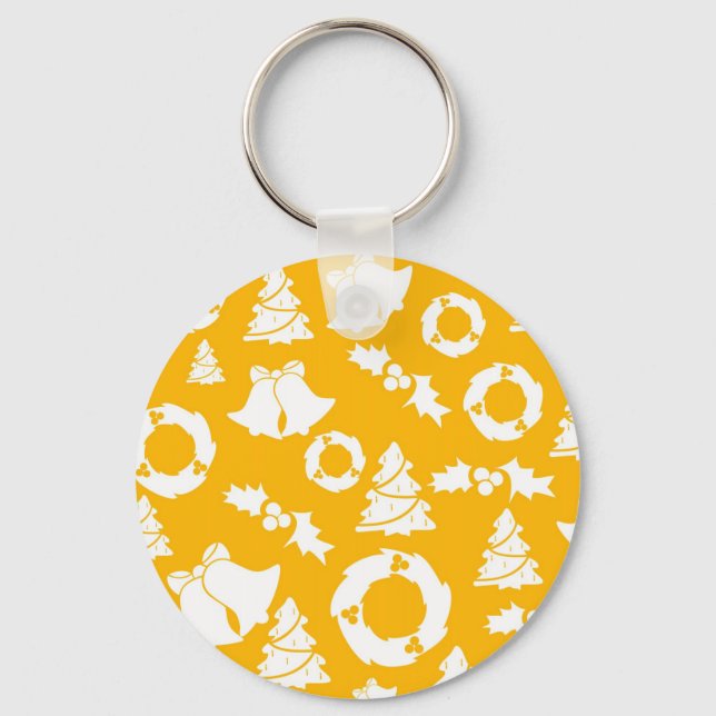 Gult jul Mönster Nyckelring (Framsida)
