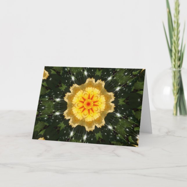 Gult jul Ro Kaleidoscope Helgkort (Framsida)