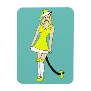 Gult Julcatgirl Magnet