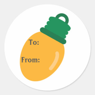Gult julklapp Märkre Sticker Runt Klistermärke