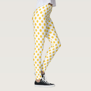 Gult Jumbo Polka dots på Vit för anpassning Leggings