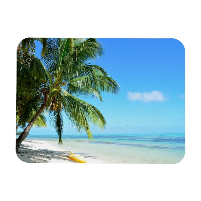 Gult kajak på en rektangulär strandmagnet magnet (Horisontell)