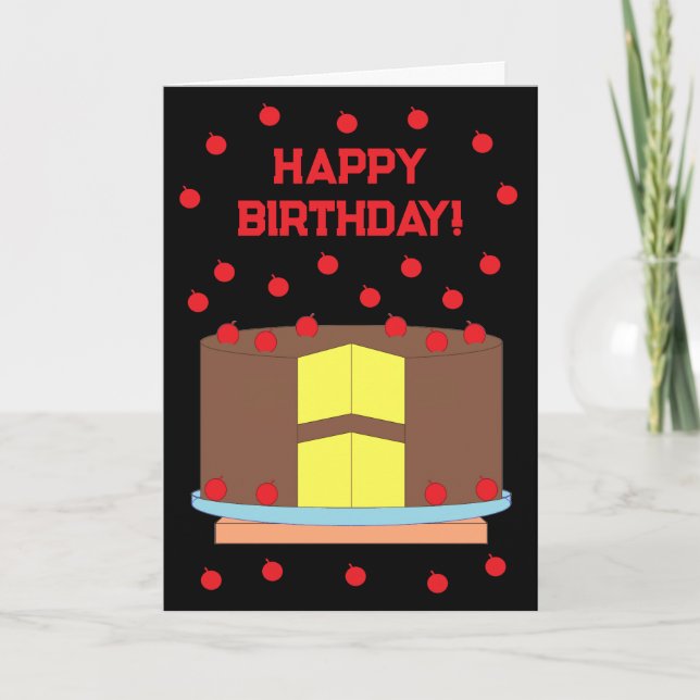 Gult Kake & Chocolate Frosting: Black Birthday Kort (Framsida)