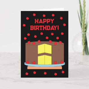 Gult Kake & Chocolate Frosting: Black Birthday Kort