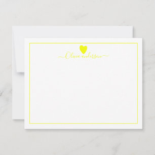 Gult Kärlek Heart Personlig Note Card Anteckningskort