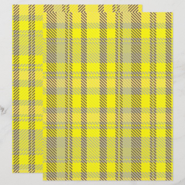Gult Karoräts Papper för Scrapbooking 2-Sidig Sida (Fram/baksida)