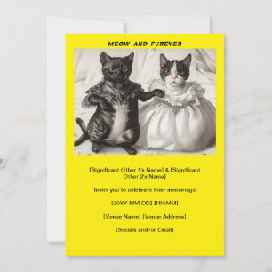 Gult Katt Bröllop Meow- och Furever-inbjudan Inbjudningar